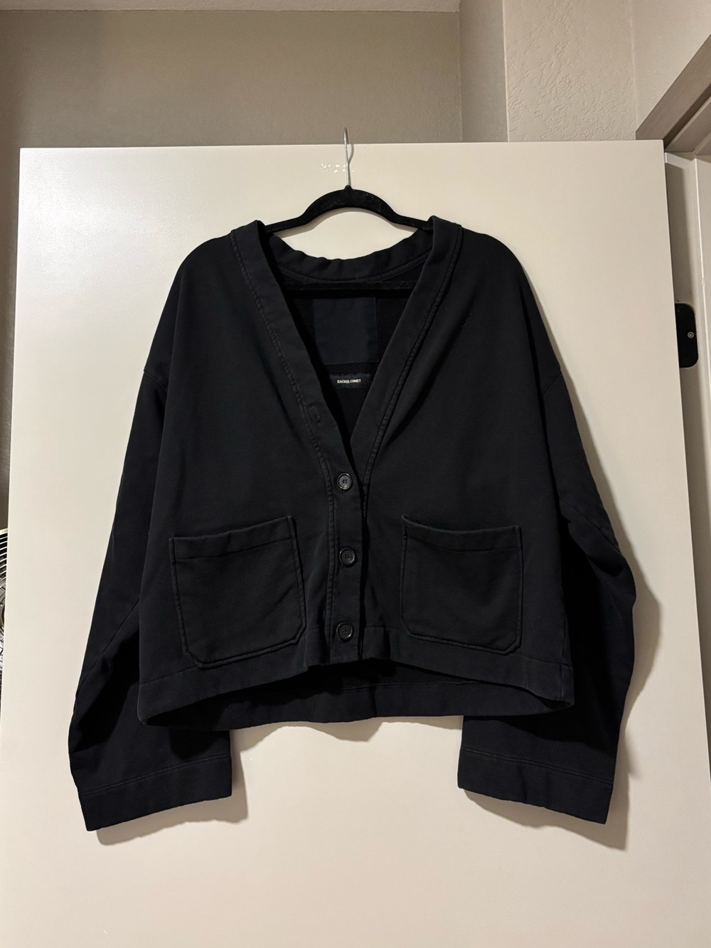 Rachel Comey Black Button-Front Cardigan Blazer Luxury Cozy Versatile